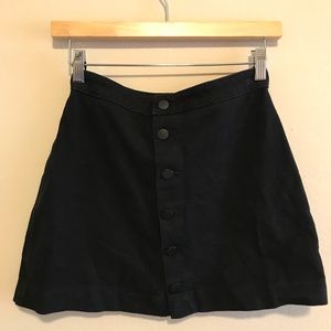 American Apparel Black Denim Button Front Skirt